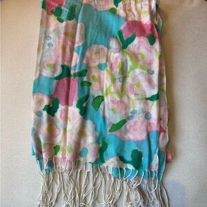 Lilly Pulitzer Pink and Blue Floral Scarf